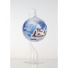 DT GLASS Vánoční malovaný lampion na skleněném stojanu bílá
