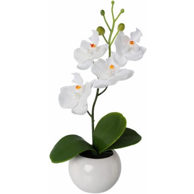 Gasper Umělá květina Orchidej v keramickém květináči, bílá, 21 cm