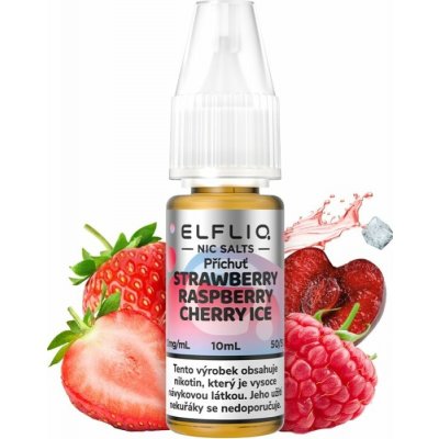 ELFLIQ Nic SALT Strawberry Raspberry Cherry Ice (Ledová jahoda, malina a třešeň) 10 ml 20 mg – Hledejceny.cz