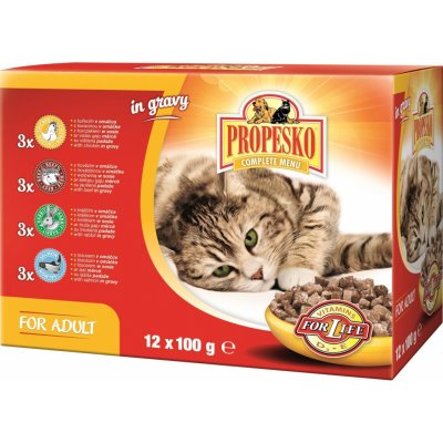 Propesko Cat kuře & hovězí & králík & losos 12 x 100 g – Zboží Mobilmania