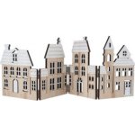 Anděl Domky skládací leporelo dřevěné na postavení 40 x 13,5 cm, bílé střechy s glitrem – Hledejceny.cz