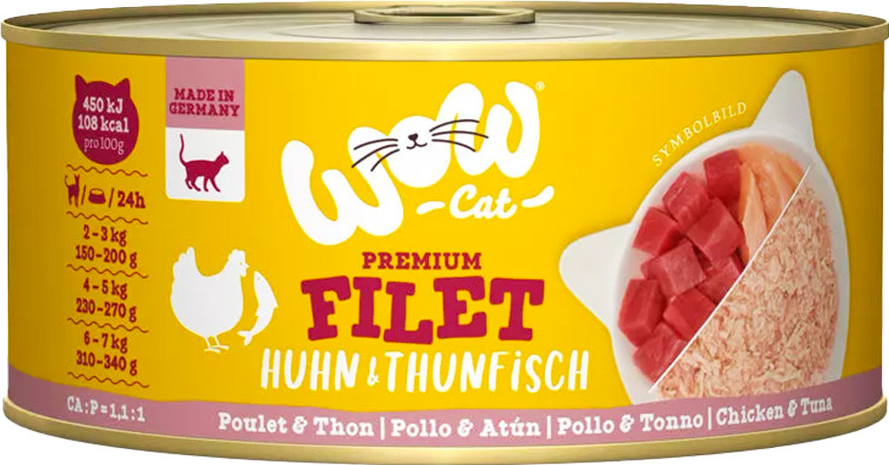 WOW Cat Filet Kuřecí s tuňákem Adult 70 g