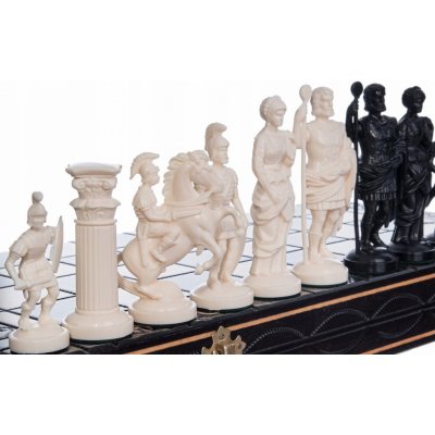 Chesschec Desková hra Šachy Římské černo-bílé plastové figurky – Zboží Dáma