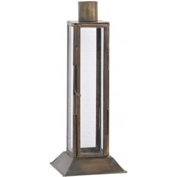 Mosazný antik kovový svícen na úzkou svíčku Forei - 6.5*6.5*19cm