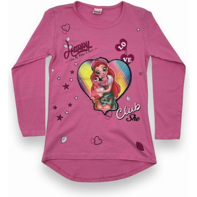 Zeyrek dívčí blikající trička s dlouhým rukávem Happy růžová – Zboží Mobilmania