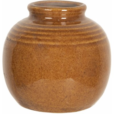 Hnědá glazurovaná váza - Ø 8*8 cm - Clayre & Eef – Hledejceny.cz