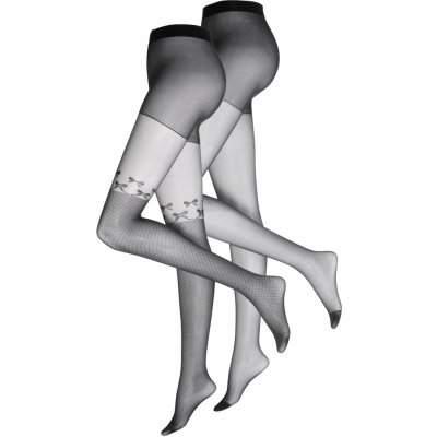 Esmara Dámské punčochové kalhoty 2 kusy černá/kostkovaná – Zboží Mobilmania
