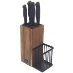 Stojan na nože akácie/kov+5 ks nožů – Zboží Dáma