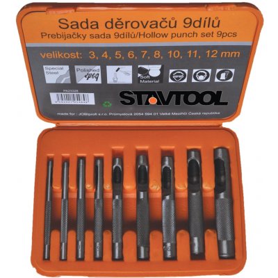 XTLINE Sada děrovačů 9 dílů | 3-12 mm, plastový obal -: - – Hledejceny.cz