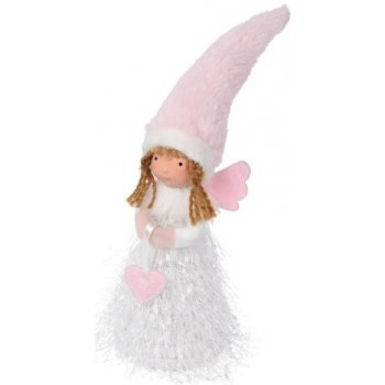 Lepaso Svítící anděl na pružině 24 cm dlouhá růžová čepice 135026 041 ANT000920 anděl LED dl.růžový