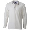 Pánské Tričko James & Nicholson pánská polokošile Polo Long-Sleeved JN968 základní bílá námořní modrá