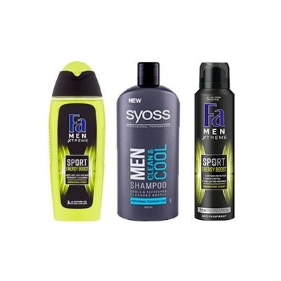 Fa Men Sport Energy Boost sprchový gel 250 ml + deodorant 150 ml + Syoss Clean & Cool Men šampon 440 – Hledejceny.cz