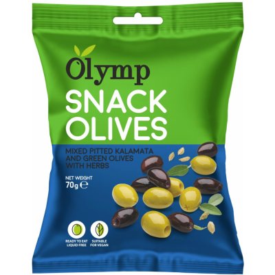 Olymp Mix Kalamata tmavé a zelené olivy bez pecky s bylinkami 70 g – Zboží Dáma