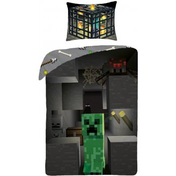 Halantex povlečení Minecraft Creeper v podzemí Bavlna 140x200 70x90