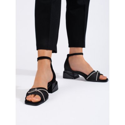 GOODIN Módní černé sandály dámské na širokém podpatku – Zboží Mobilmania