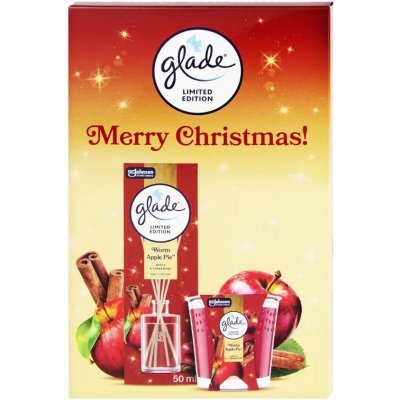 Glade Dárková sada Merry Christmas Warm Apple Pie vonné tyčinky + svíčka – Zboží Dáma