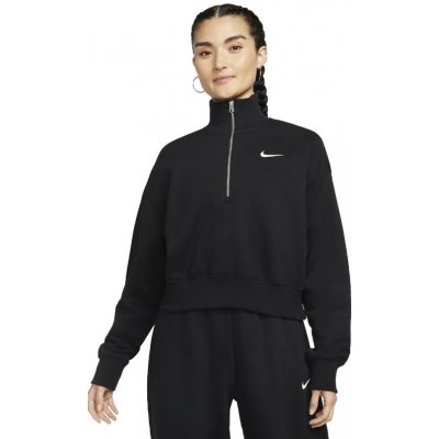 Nike W NSW PHNX FLC QZ CROP BLACK/SAIL – Zboží Mobilmania