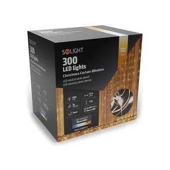 Solight LED vánoční závěs okenní stříbrný 300x mini LED časovač 8 funkcí USB