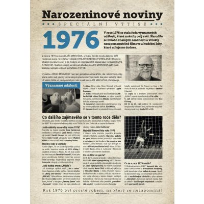 Narozeninové noviny 1976 s vlastní fotografií a textem S fotografií a textem – Zboží Mobilmania