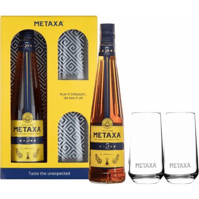 Metaxa 5* 38% 0,7 l (dárkové balení 2 sklenice) – Zboží Dáma