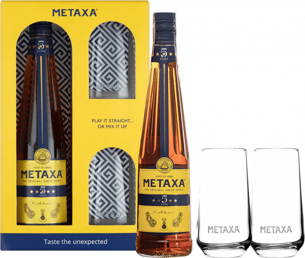 Metaxa 5* 38% 0,7 l (dárkové balení 2 sklenice)