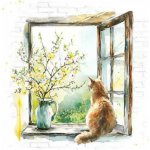 Ti-flair Ubrousek 33x33cm Kočka v okně – Zboží Mobilmania