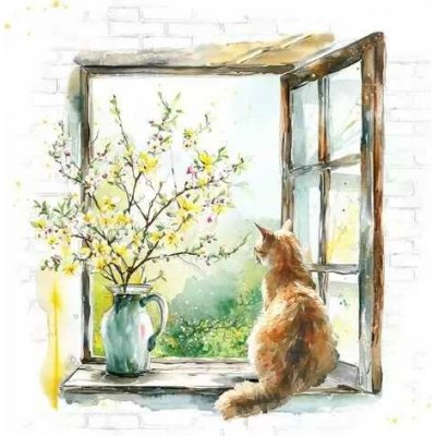 Ti-flair Ubrousek 33x33cm Kočka v okně – Zboží Mobilmania