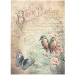 Itd. Collection Rýžový papír Ledňáčci na větvičce a modrý motýl A4 – Zboží Mobilmania