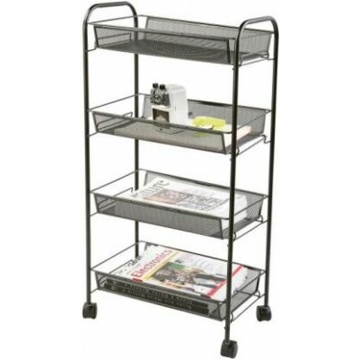 Drátěný pojízdný vozík Q-CONNECT černý – Zboží Mobilmania