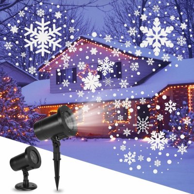 Topchances LED lampa sněhové vločky Projektor sněhové vločky vodotěsný IP65 pro vnitřní a venkovní dekorace Vánoční večírek Svatba bílá sněhová vločka – Zboží Mobilmania