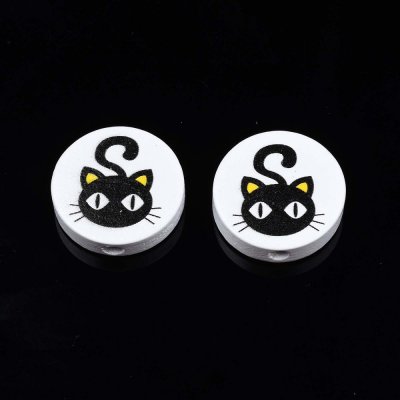 Dřevěný korálek - kočka - 19-20 mm x 5,9 mm - 1 ks – Zboží Dáma