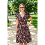 Jsem máma kojicí šaty s uzlem bio bavlna květy na černé – Zboží Dáma