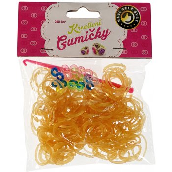 Loom Bands pletací gumičky svítící ve tmě oranžové 200ks + háček