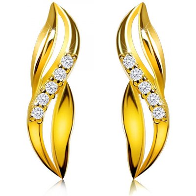 Šperky eshop diamantové ze žlutého zlata propletené vlnky briliantová linie puzetky S3BT509.12 – Zboží Mobilmania