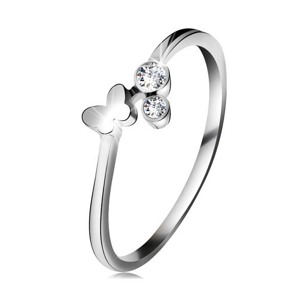 Šperky Eshop diamantový prsten z bílého 14K zlata dva čiré brilianty lesklý  motýlek S3BT505.58 od 10 754 Kč - Heureka.cz