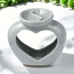 Eden Keramická aroma lampa na olej i vosk Srdce šedá – Zboží Dáma