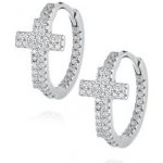 NUBIS® stříbrné náušnice kroužky s křížem NB-3313 – Sleviste.cz