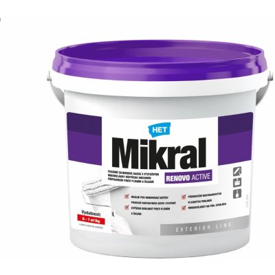 HET MIKRAL RENOVO ACTIVE fasádní silikonová barva bílá 1 kg – Zboží Mobilmania