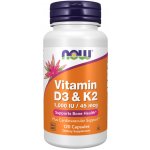 NOW Foods Vitamin D3 & K2 1000 IU/45 ug 120 kapslí – Hledejceny.cz