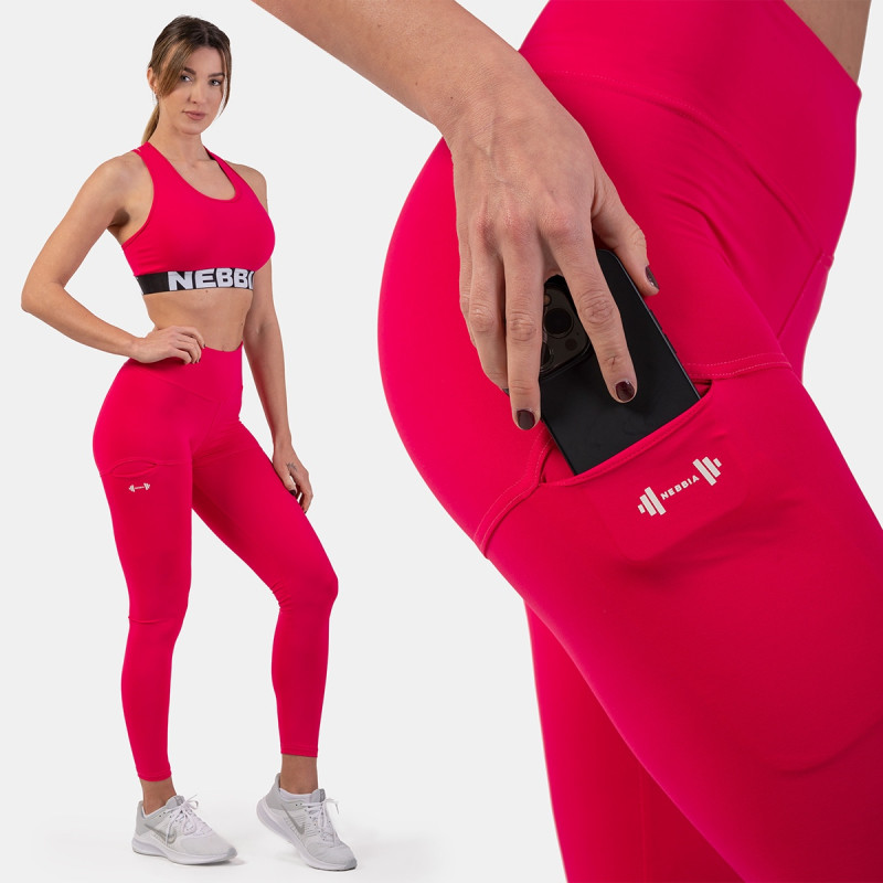 Active High-Waist Smart Pocket Leggings Pink