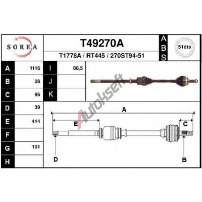 EAI Hnací hřídel EAI T49270A