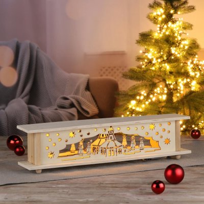 Haushalt International LED Dřevěná dekorace Vánoční krajina h 10 × v 13,5 cm – Hledejceny.cz