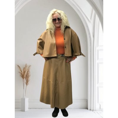 Koženkové paleto krátké Béžová – Zboží Dáma