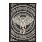 Sanu Babu Přehoz na postel s potiskem sloní hlava, béžový a černý tisk, 140x202cm – Hledejceny.cz