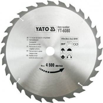 Yato pilový kotouč 350x30mm 28 zubů na dřevo YT-6080