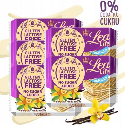 Flis Lea Life Bezlepkové oplatky s vanilkovou náplní bez cukru 95 g – Zboží Dáma