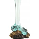 Skleněná váza na dřevě - velká - var. E – Zboží Dáma