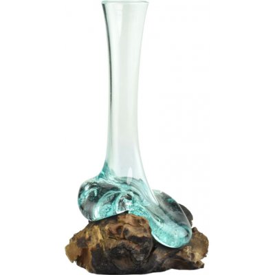 Skleněná váza na dřevě - velká - var. E – Zboží Dáma