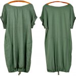 Fashionweek nádherné módní letní lněné bavlněné šaty Boho Italy MD9/785 khaki – Zboží Mobilmania
