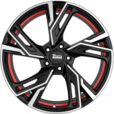 MAM RS5 7x16 5x100 ET38 black polished red inside | Zboží Auto